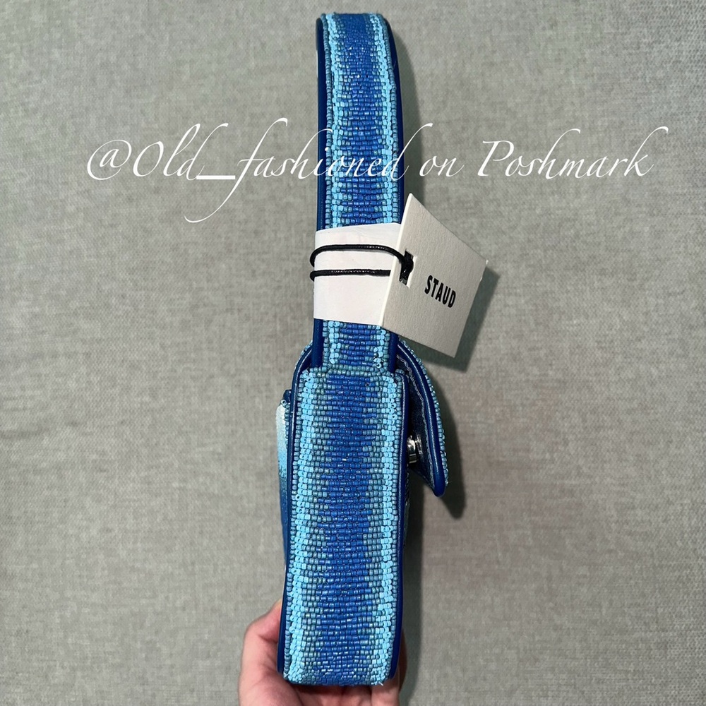 Price Firm - STAUD Tommy Ombré Striped Beaded Shoulder Bag in Ride the Wave - Picture 8 of 11